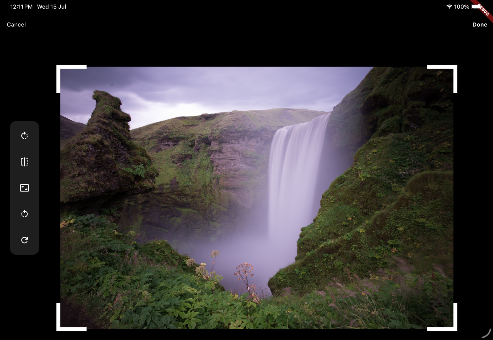 Image Crop & Compress tablet landscape editor